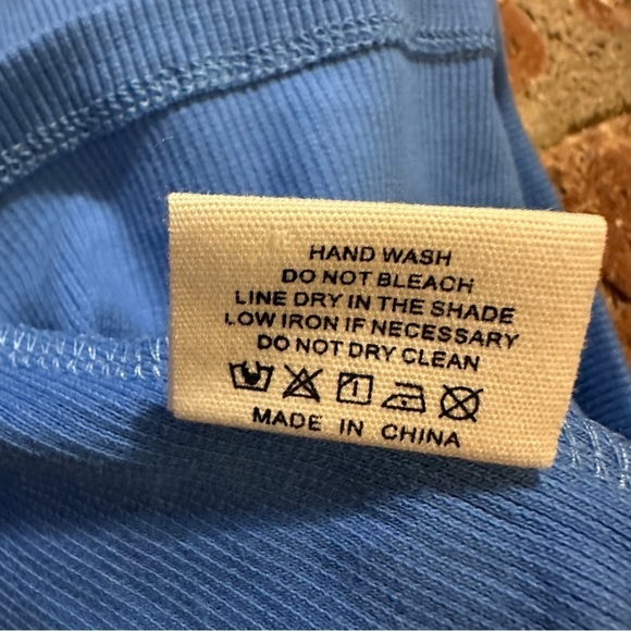 Princess Polly classic crop organic cotton & elastane Blue Ribbed Top tshirt - Picture 11 of 15